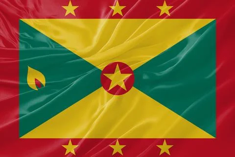 Grenada Flag Waving Textures Silk Background Stock Illustration