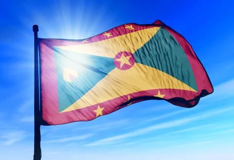 Grenada flag waving on the wind Stock Illustration