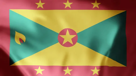 Grenada Flag Waving in Wind Seamless Loop Animation Footage 4k Stock-Footage 255507495