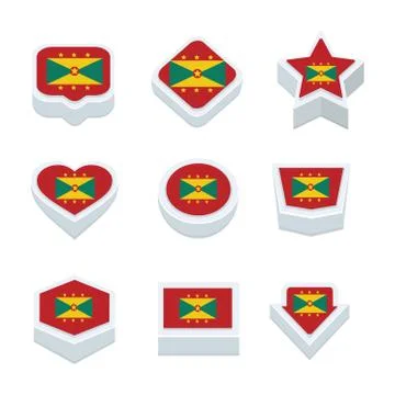 Grenada flags icons and button set nine styles Stock Illustration