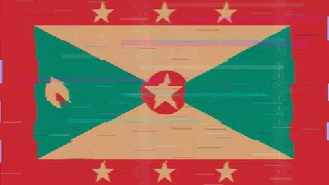 Grenada Glitch Flag Vector - RGB Split Digital Video Frame Design 스톡 일러스트