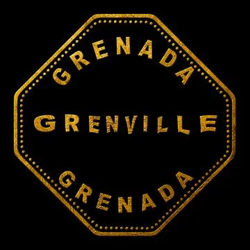 Grenada Grenville Seal Map Design Stock Illustration