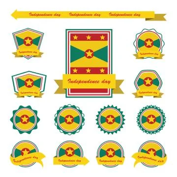 Grenada independence day flags infographic design Stock Illustration