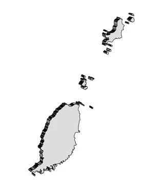 Grenada Island Isolated 3D Map Stock Illustration
