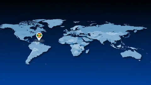 Grenada location tracking animation on earth map Stock Footage 206694215