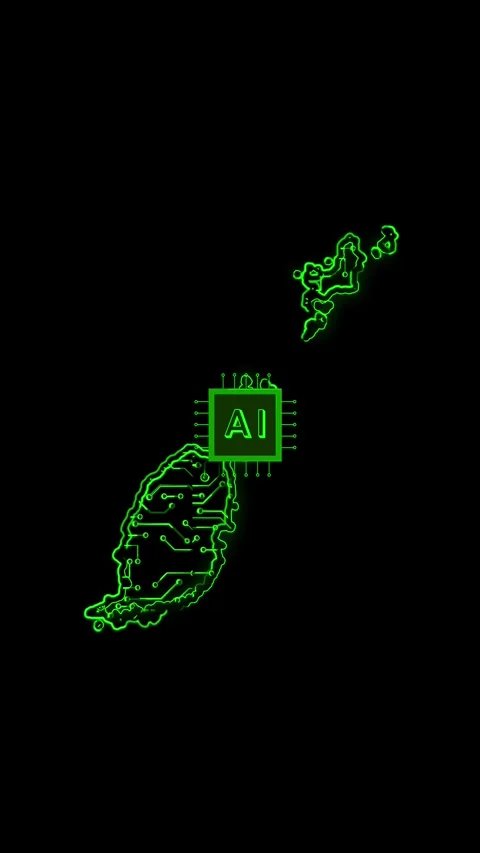 Grenada Map AI Chipset Technology Opener 스톡 동영상 337171626
