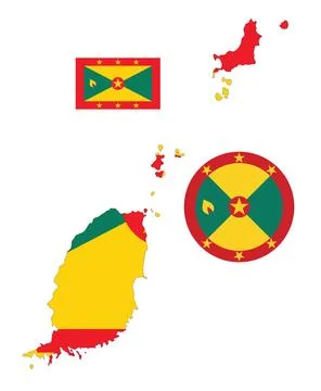 Grenada Map and Flag Stock Illustration