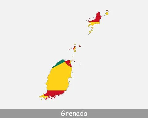 Grenada Map Flag Stock Illustration