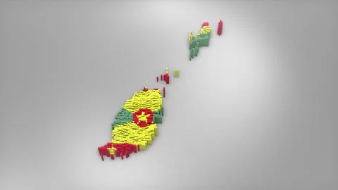 Grenada Map with Flag Intro Background Stock Footage 315162648