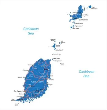 Grenada map Stock Illustration