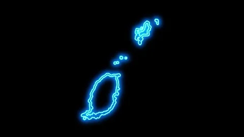 Grenada Map Outline Neon Lights Stock Footage 332849523
