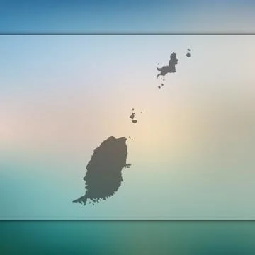 Grenada map. Vector silhouette of Grenada. Blurred background Stock Illustration