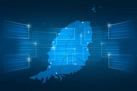 Grenada map world map news communication blue Stock Illustration