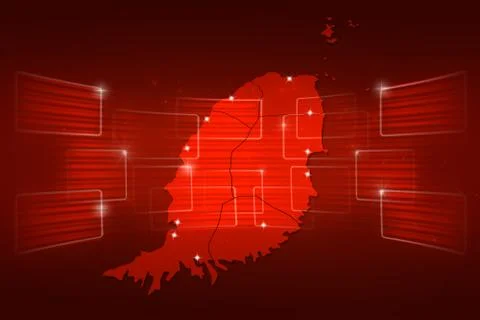 Grenada map world map news communication red Stock Illustration