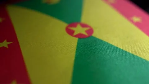 Grenada National Flag Fabric Texture Macro Closeup Stock Footage 329356070