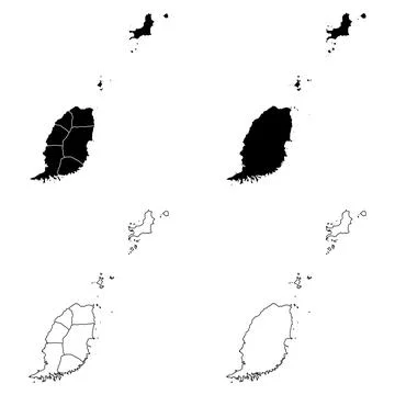 Grenada Outline and Solid Fill Map Set. Stock Illustration