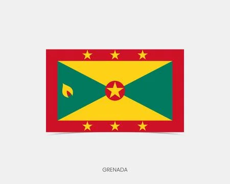 Grenada Rectangle flag icon with shadow. Illustrazione stock