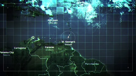 GRENADA Rotating Map Satelite Map Style Stock Footage 324276784