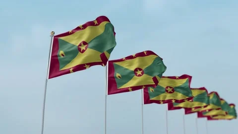 Grenada Row Of Flags Animation Video stock 136205569