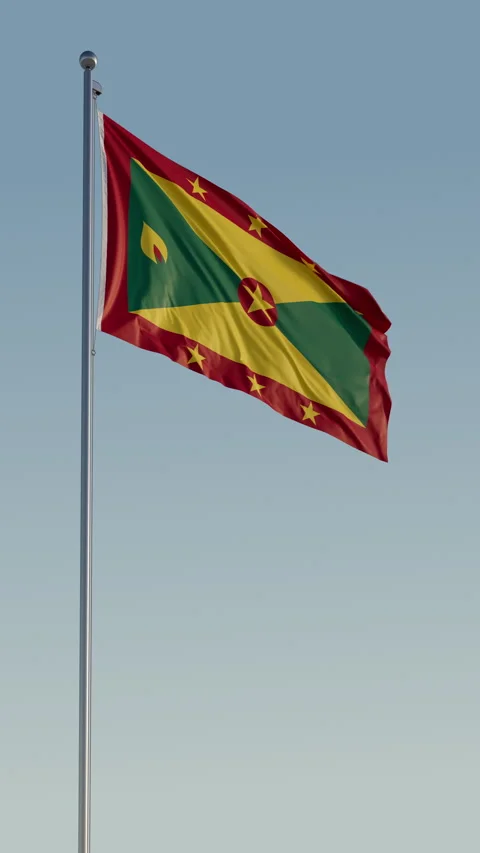 Grenada St. George’s Flag Seamless Loop Cinematic Realistic Waving Blue Sky 스톡 동영상 319009817
