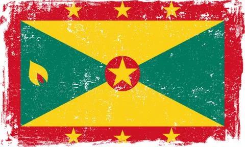 Grenada Vector Flag on White Stock Illustration