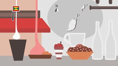 Grenada - Vector Menu - Restaurant - Food and Drinks - red Stock Footage 67549224