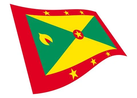 Grenada waving flag with clipping path Stock Illustration