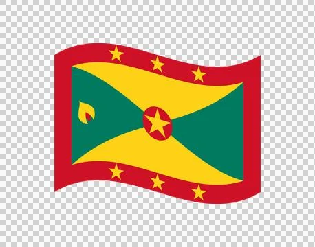 Grenada waving flag design with red border and yellow stars on transparent .. 스톡 일러스트