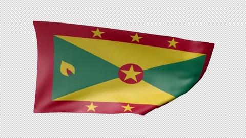 Grenada Waving Flag Transparent Alpha Stock Footage 274438778