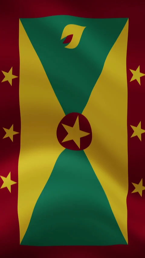 Grenada Waving Flag in Vertical Orientation – Realistic Loop Animation Stock Footage 294949605
