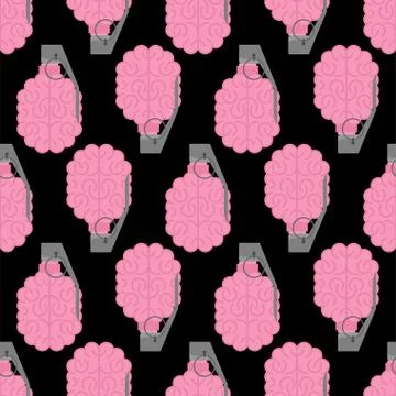Grenade brain pattern seamless. Brains military ammunition background. army b Stock Illustration