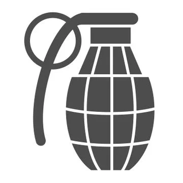 Grenade with check solid icon. Bomb vector illustration isolated on white. Hand Stockillustratie