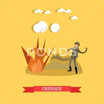 Grenade concept vector illustration in flat style Stock Illustration