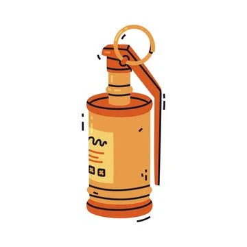 Grenade as Explosive Weapon Thrown by Hand Vector Illustration Stock Illustration