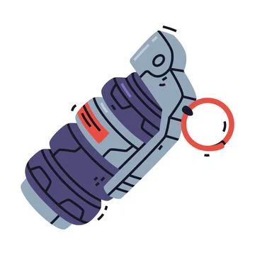 Grenade as Explosive Weapon Thrown by Hand Vector Illustration Stock Illustration