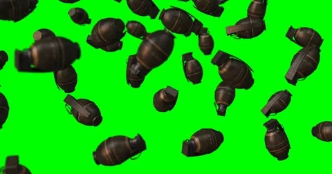Grenade falling green screen Stock Footage 82544400