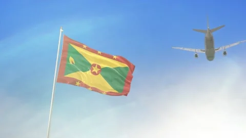 Grenade Flag With Airplane Video stock 131625473