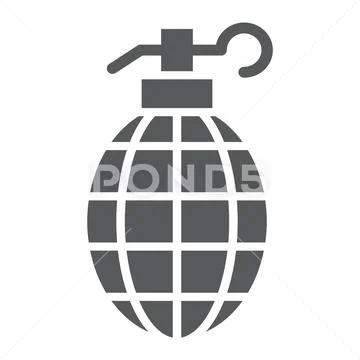 Grenade glyph icon, weapon and army, bomb sign, vector graphics, a solid pattern Stock Illustration
