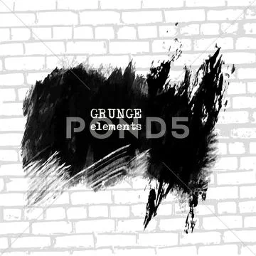 Grenade hole on brick wall vector illustration. Stock Illustration