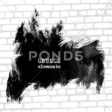 Grenade hole on brick wall vector illustration. Stock Illustration