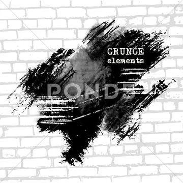 Grenade hole on brick wall vector illustration. Stock Illustration