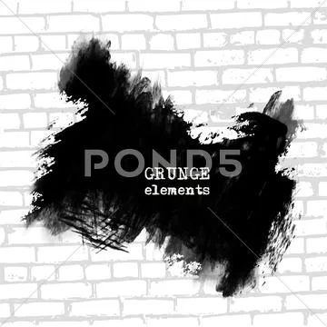 Grenade hole on brick wall vector illustration. Stock Illustration