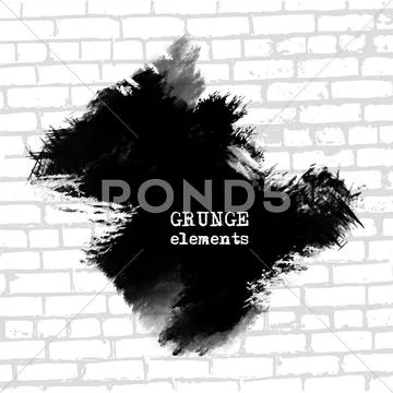 Grenade hole on brick wall vector illustration. Stock Illustration