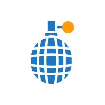 Grenade icon solid blue orange colour military symbol perfect. イラスト素材