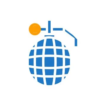 Grenade icon solid blue orange colour military symbol perfect. 스톡 일러스트