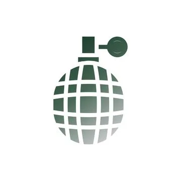 Grenade icon solid gradient green white colour military symbol perfect. Illustrazione stock