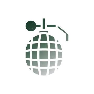 Grenade icon solid gradient green white colour military symbol perfect. Stock Illustration