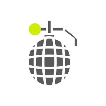 Grenade icon solid grey vibrant green colour military symbol perfect. Illustrazione stock