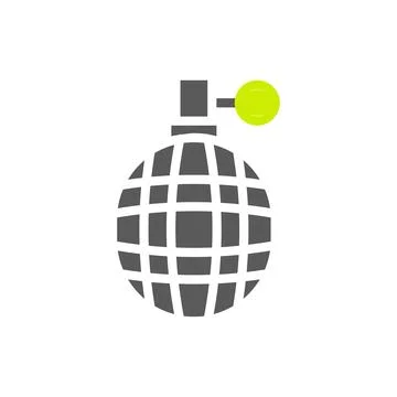Grenade icon solid grey vibrant green colour military symbol perfect. Illustrazione stock