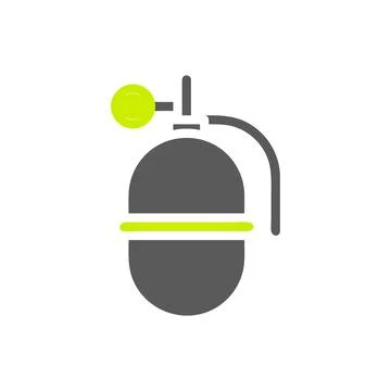 Grenade icon solid grey vibrant green colour military symbol perfect. Illustrazione stock